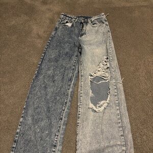 Colorblock High Rise Ripped Jeans